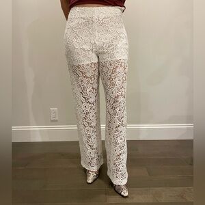 STAUD White Lace Wide Leg Pants